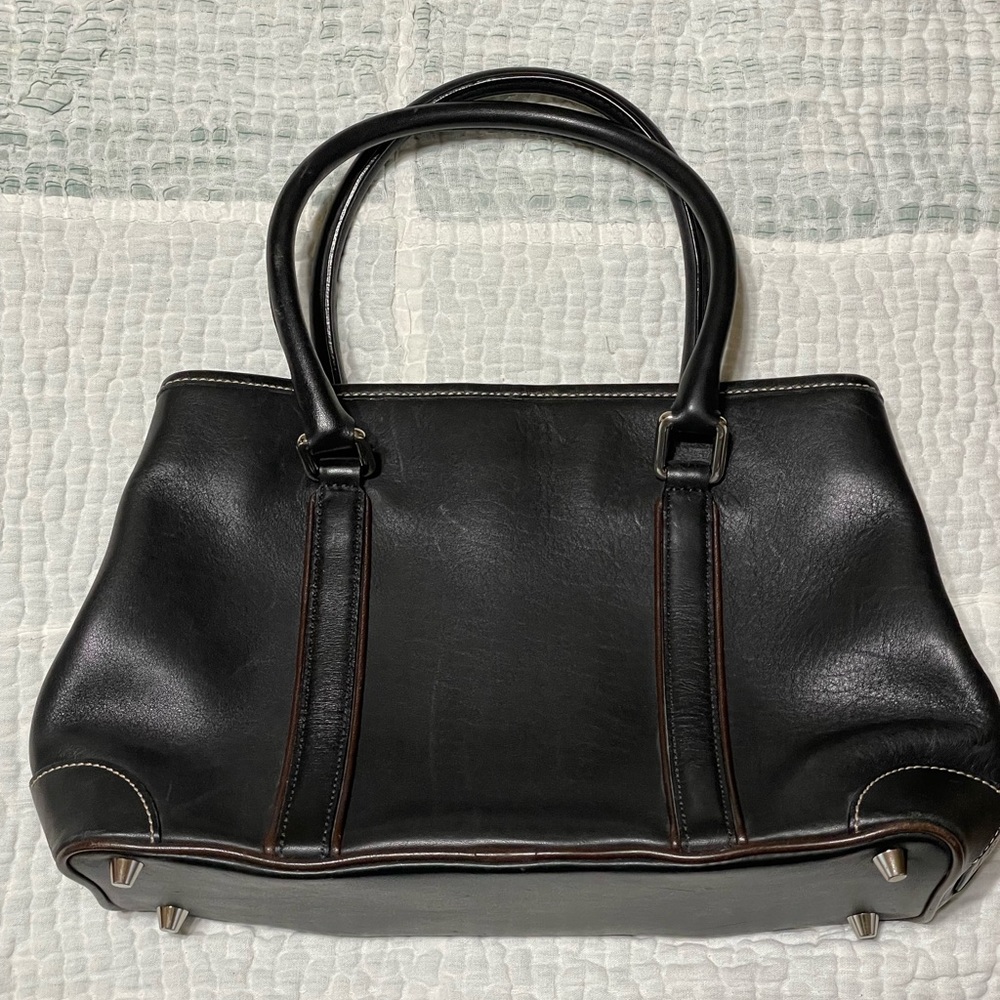 Vintage Coach small black leather tote